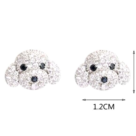 Cubic Zirconian Puppy Stud Earrings Poodle Maltipoo Maltese Bichon Frise Dog pet - Picture 3 of 3